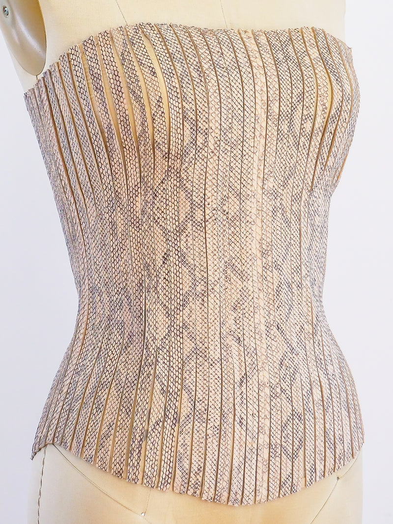 Jitrois Snake Embossed Leather Bustier Top arcadeshops.com