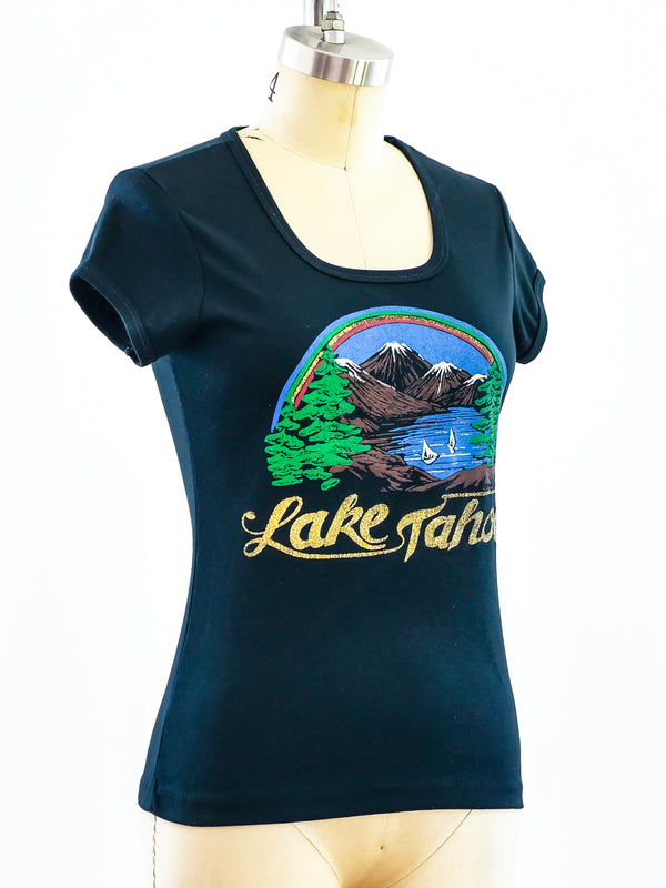1970's Lake Tahoe Glitter Tee T-shirt arcadeshops.com