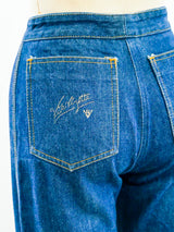 Embroidered High Waist Flare Jeans Bottom arcadeshops.com