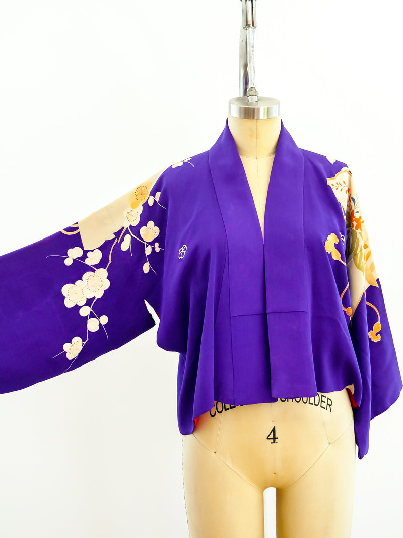 Purple Cropped Kimono Jacket Jacket arcadeshops.com