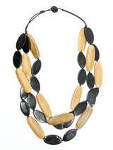 Wood and Horn Bead Multistrand Necklace Accessory arcadeshops.com