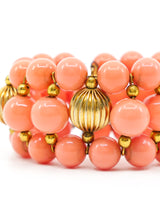 1960's Faux Coral Bead Bracelet Accessory arcadeshops.com