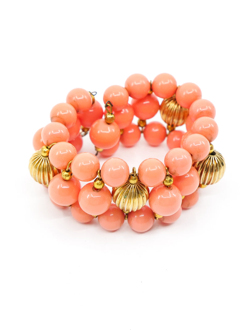 1960's Faux Coral Bead Bracelet Accessory arcadeshops.com