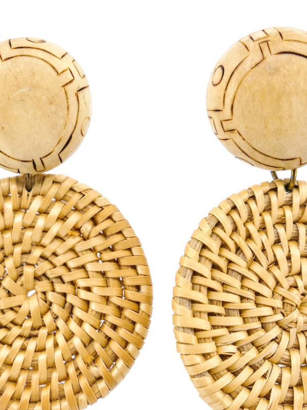 Basketweave Disc Earrings Accessory arcadeshops.com