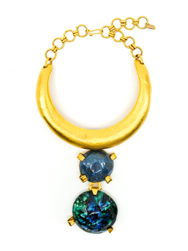 Yves Saint Laurent Ceramic Cabochon Bib Necklace Accessory arcadeshops.com