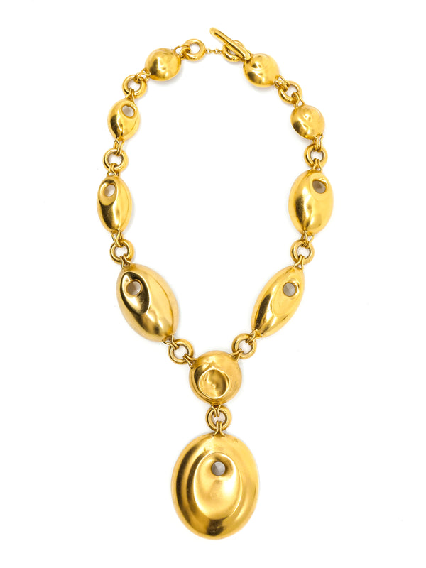 Goldtone Bubble Pendant Necklace Accessory arcadeshops.com