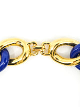 Givenchy Blue and Goldtone Chain Collar Necklace Accessory arcadeshops.com