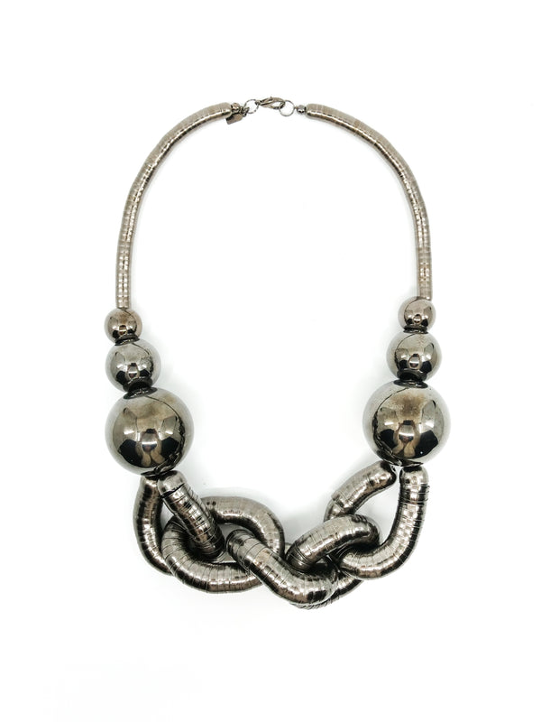 Kenneth Jay Lane Gunmetal Coiled Link Necklace Accessory arcadeshops.com
