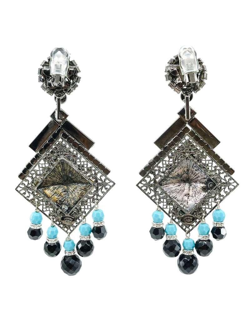 Lawrence Vrba Turquoise Crystal Chandelier Earrings Accessory arcadeshops.com