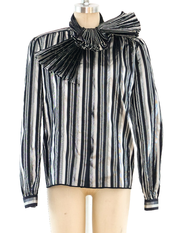 Valentino Metallic Striped Top Top arcadeshops.com