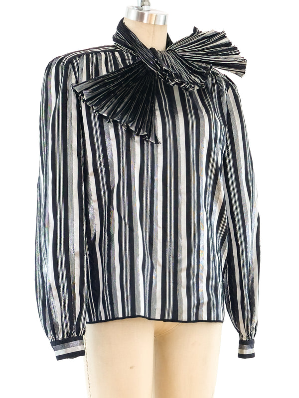 Valentino Metallic Striped Top Top arcadeshops.com