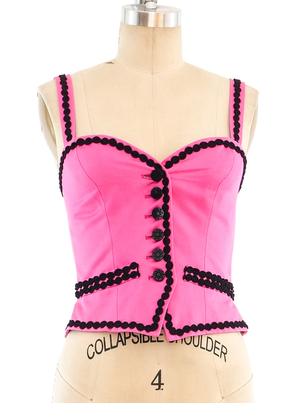 Yves Saint Laurent Pink Silk Bustier Top arcadeshops.com