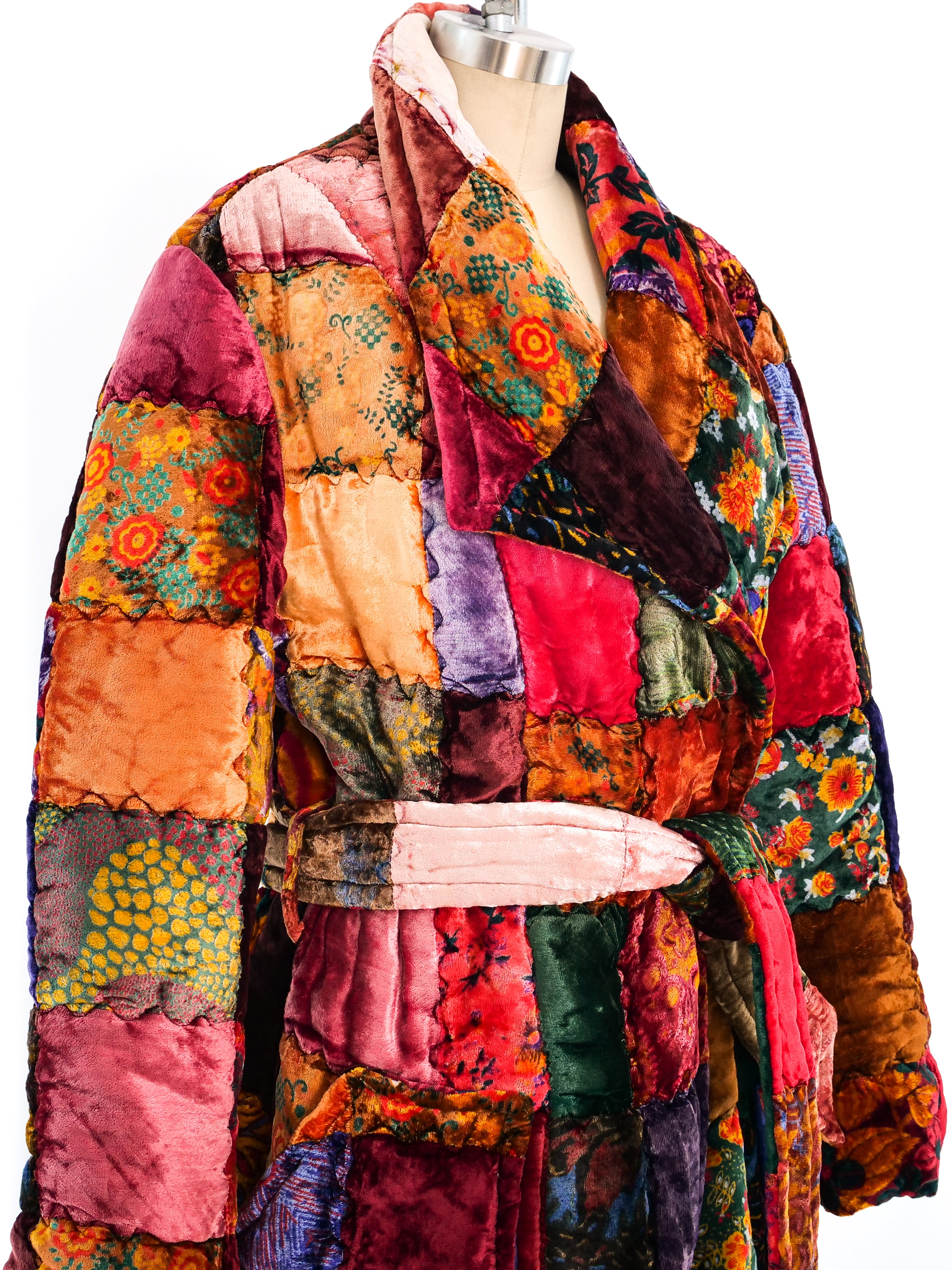 Patchwork Quilted Velvet Coat