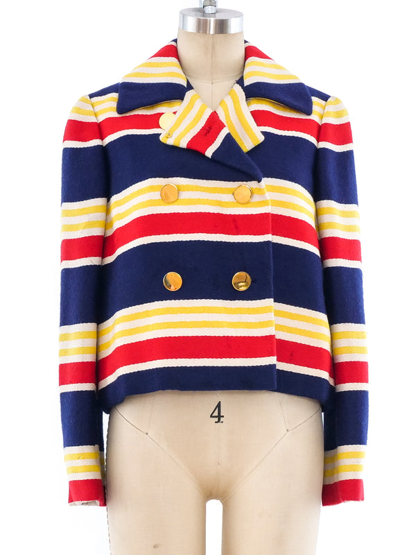 Bill Blass Striped Cropped Jacket Jacket arcadeshops.com