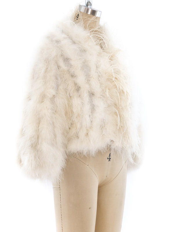 Cropped White Marabou Feather Jacket Jacket arcadeshops.com