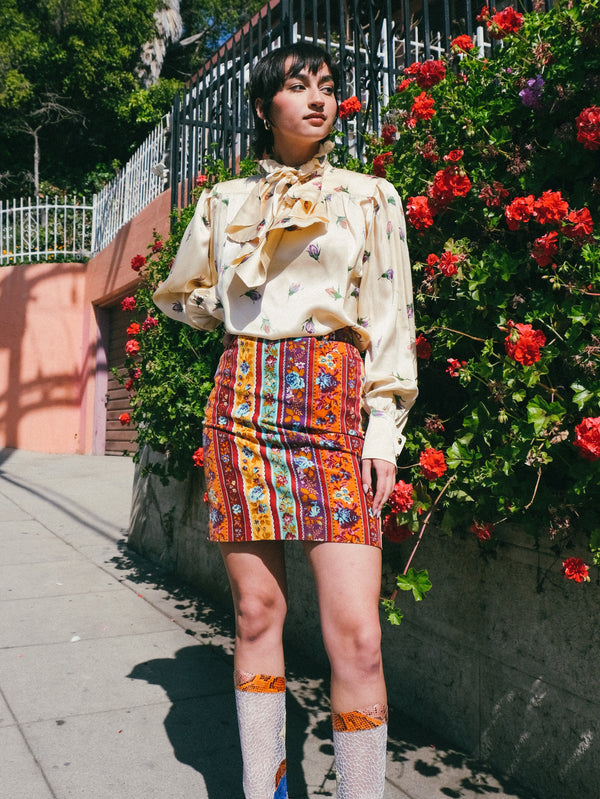 Ungaro Floral Satin Blouse Top arcadeshops.com