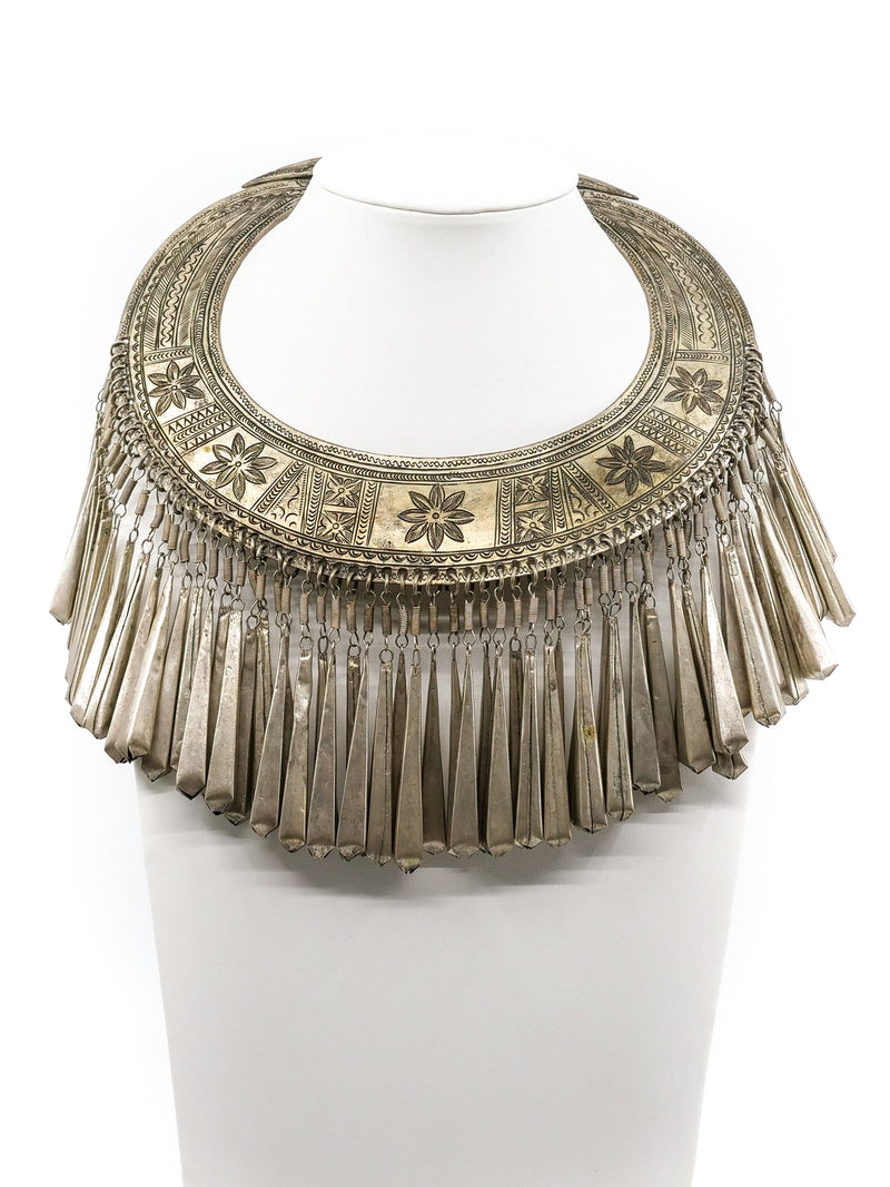 Bell Fringe Etched Collar Necklace Accessory arcadeshops.com