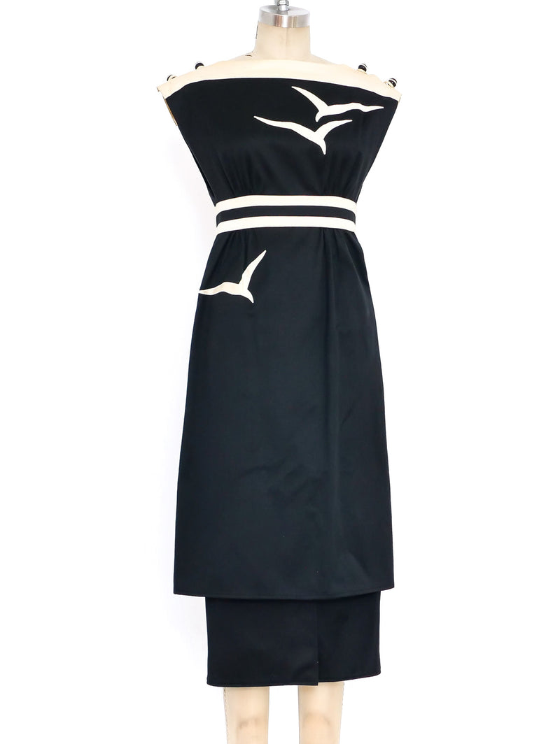 Bernard Perris Bird Applique Apron Dress Dress arcadeshops.com