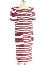 Bill Blass Striped Short Sleeved Coat Dress Dress arcadeshops.com