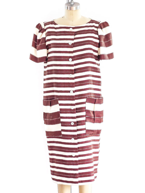 Bill Blass Striped Short Sleeved Coat Dress Dress arcadeshops.com