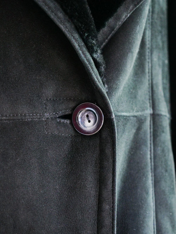 Black Hooded Shearling Overcoat Dress arcadeshops.com