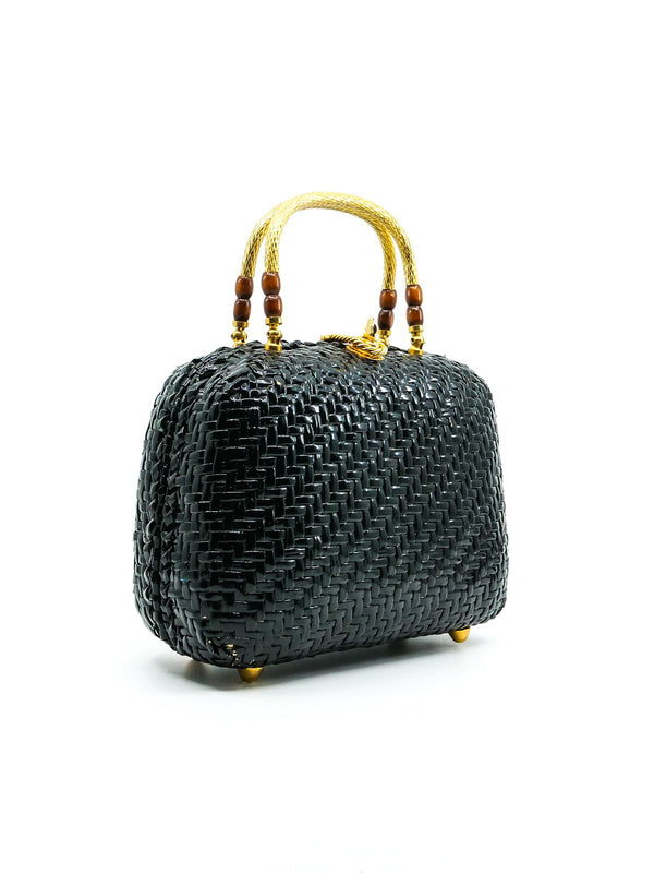 Black Wicker Top Handle Bag Accessory arcadeshops.com