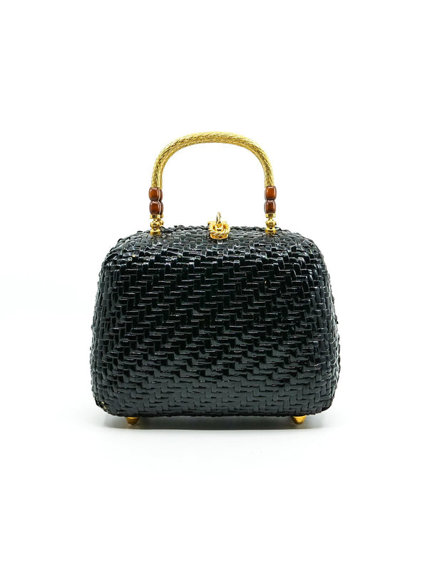 Black Wicker Top Handle Bag Accessory arcadeshops.com