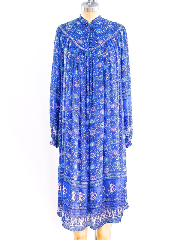 Block Print Indigo Silk Indian Dress Dress arcadeshops.com