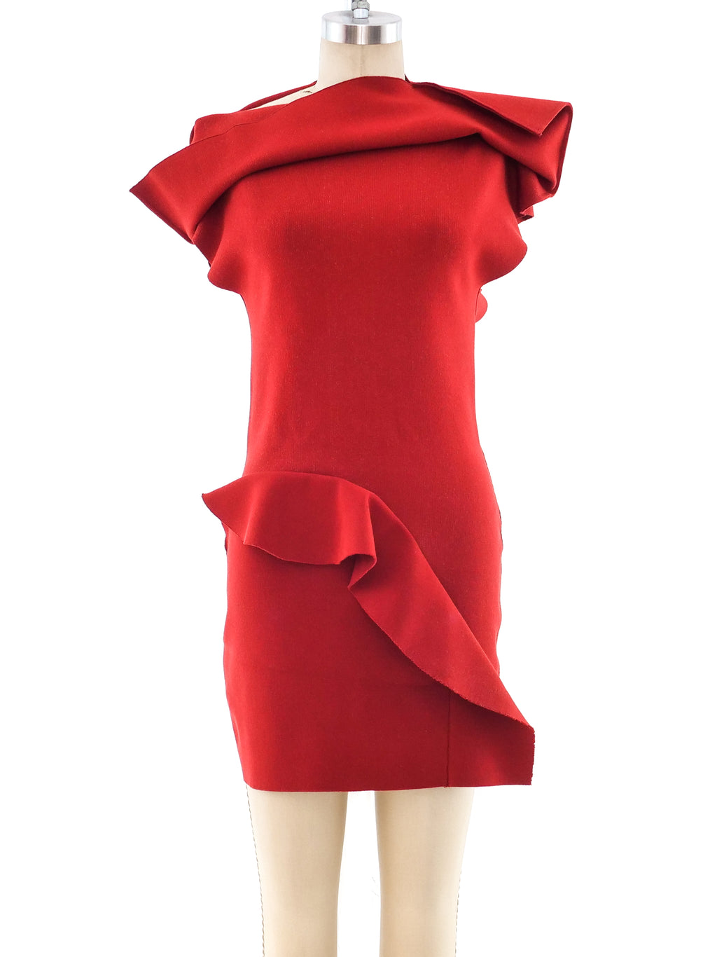 rick owens red dress Rick Owens Ruffled Sarah Dress