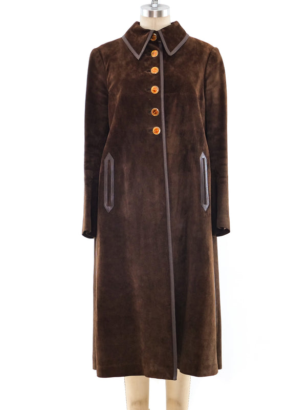 Gucci Chocolate Suede Coat Outerwear arcadeshops.com