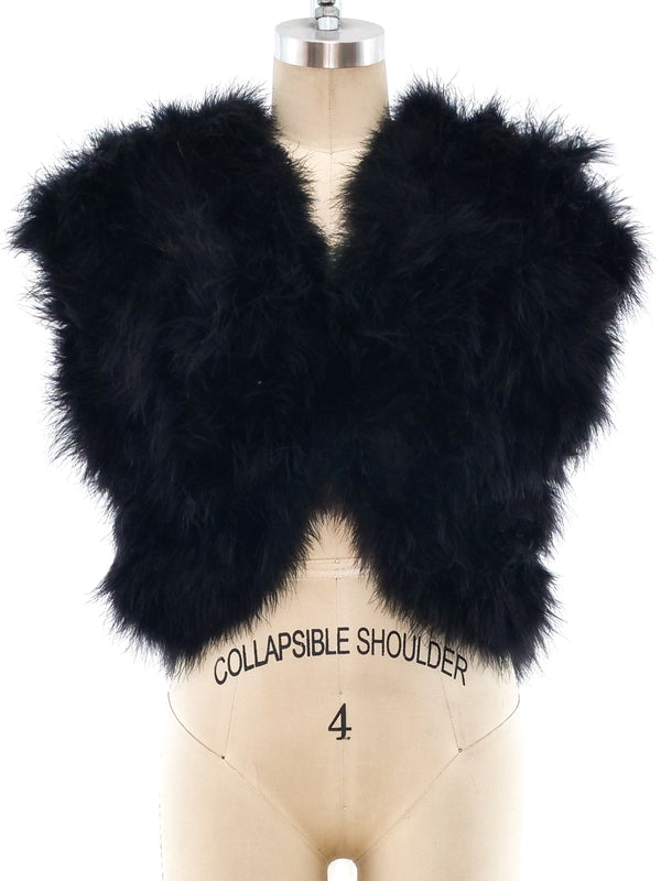 Black Marabou Feather Sleeveless Jacket Jacket arcadeshops.com