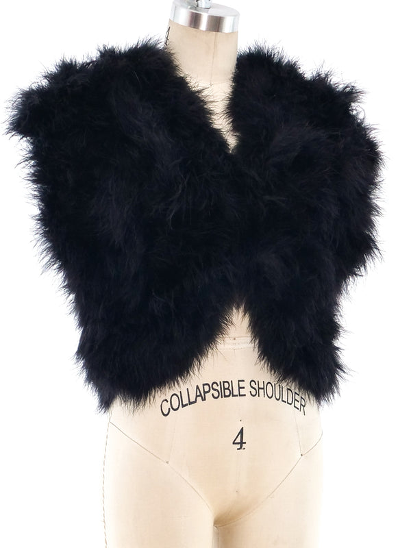 Black Marabou Feather Sleeveless Jacket Jacket arcadeshops.com