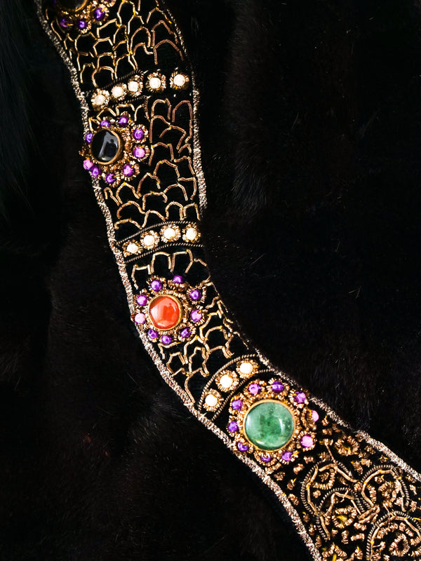 Embellished Snake Applique Fur Vest Jacket arcadeshops.com