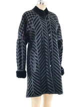 Black Chevron Shearling Coat Outerwear arcadeshops.com