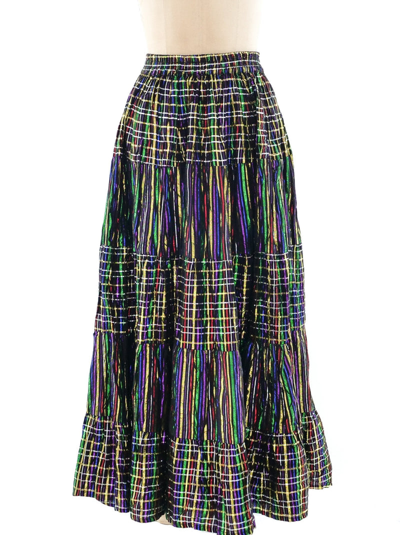 Rainbow Striped Lurex Maxi Skirt Bottom arcadeshops.com