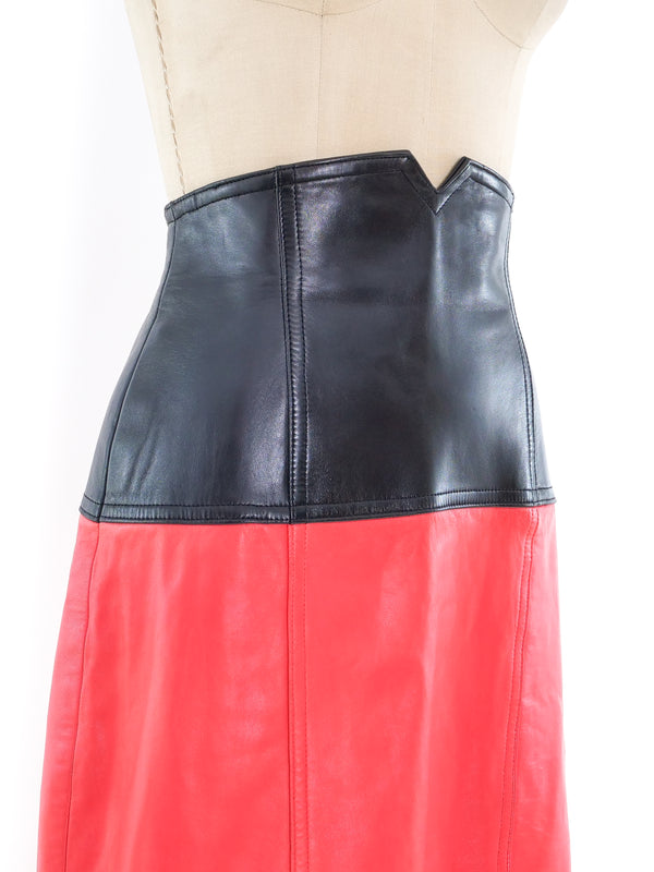 Escada Colorblock Leather Skirt Bottom arcadeshops.com
