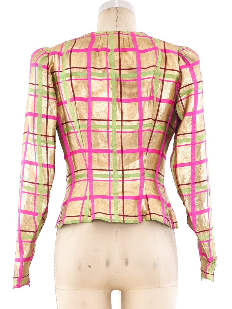 1930's Metallic Plaid Lamé Top Top arcadeshops.com