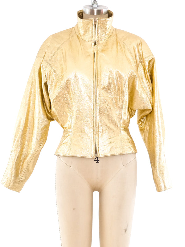 Lillie Rubin Gold Leather Jacket Jacket arcadeshops.com