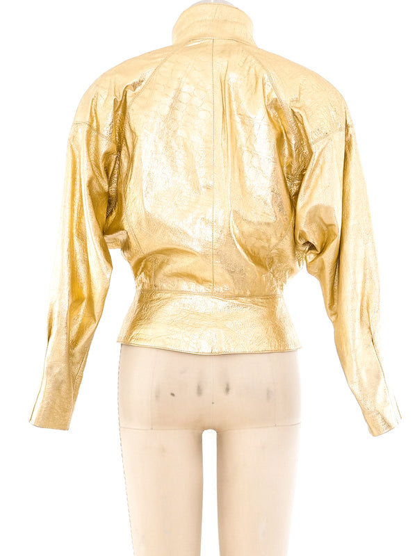 Lillie Rubin Gold Leather Jacket Jacket arcadeshops.com