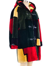 Colorblock Sheared Beaver Coat Outerwear arcadeshops.com