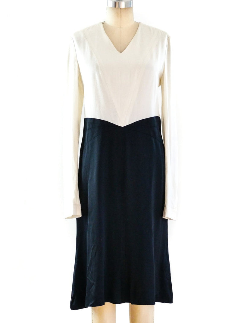 Chanel Black and White Satin Dress