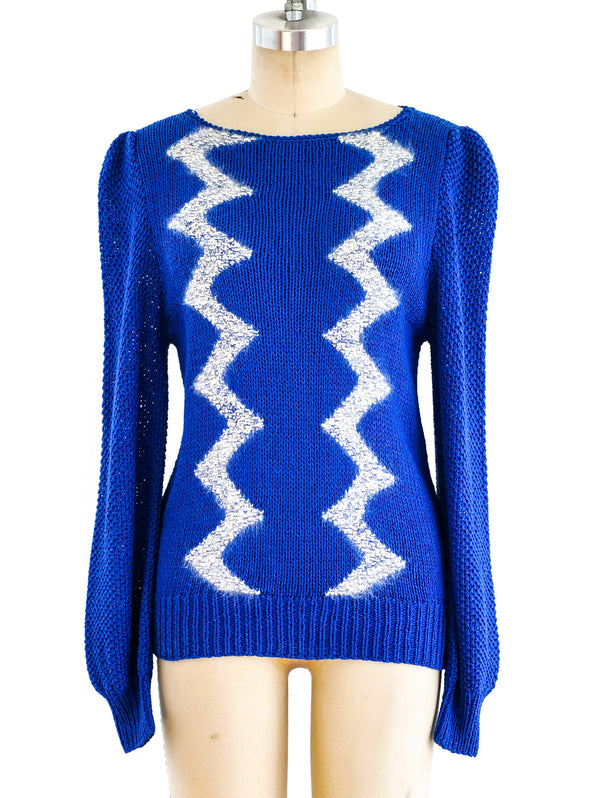 Chevron Striped Cobalt Sweater Top arcadeshops.com