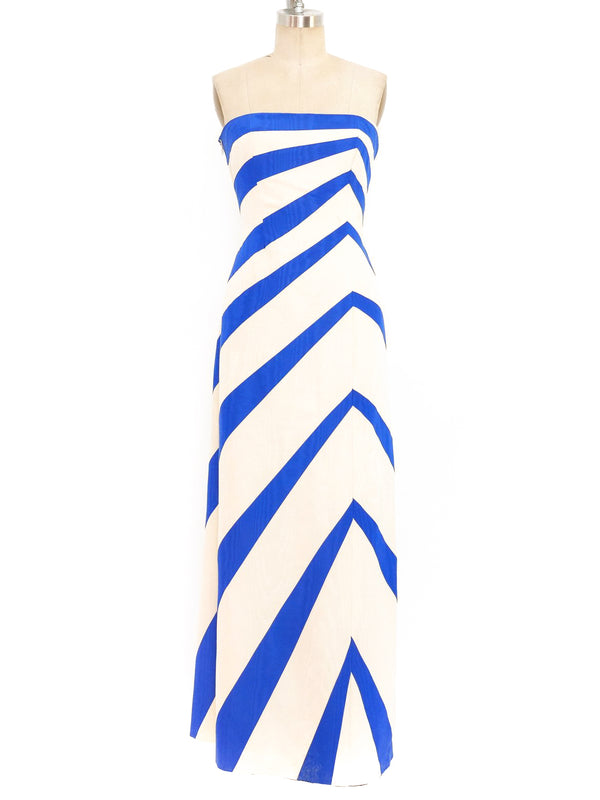 Chloe Striped Sleeveless Gown Dress arcadeshops.com