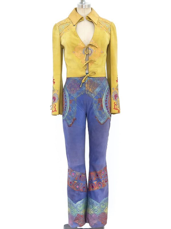 Christian Lacroix Painted Suede Pant Ensemble Suit arcadeshops.com