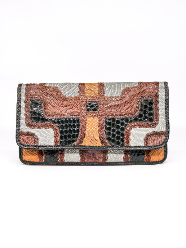 Carlos Falchi Patchwork Envelope Clutch Accessory arcadeshops.com