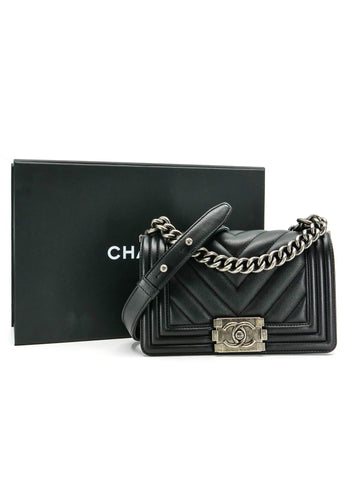 CHANEL, Bags, Chanel Mini Boy Bag Black With Brushed Gold Hardware