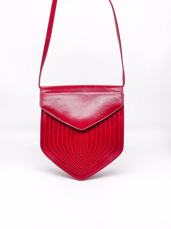 Charles Jourdan Red Leather Shoulder Bag Accessory arcadeshops.com