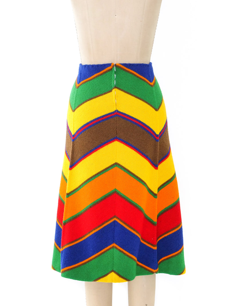 Rainbow Chevron Knit Skirt Bottom arcadeshops.com