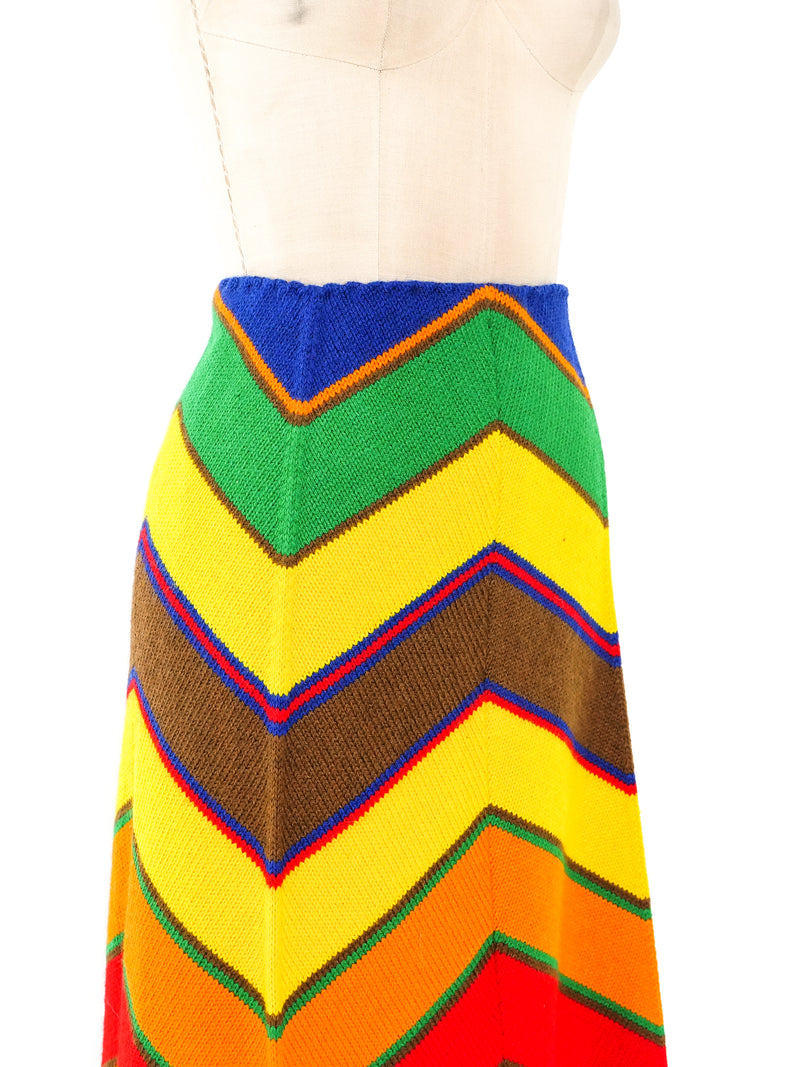 Rainbow Chevron Knit Skirt Bottom arcadeshops.com