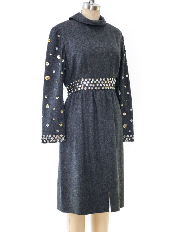 Mollie Parnis Embellished Wool Ensemble Dress arcadeshops.com